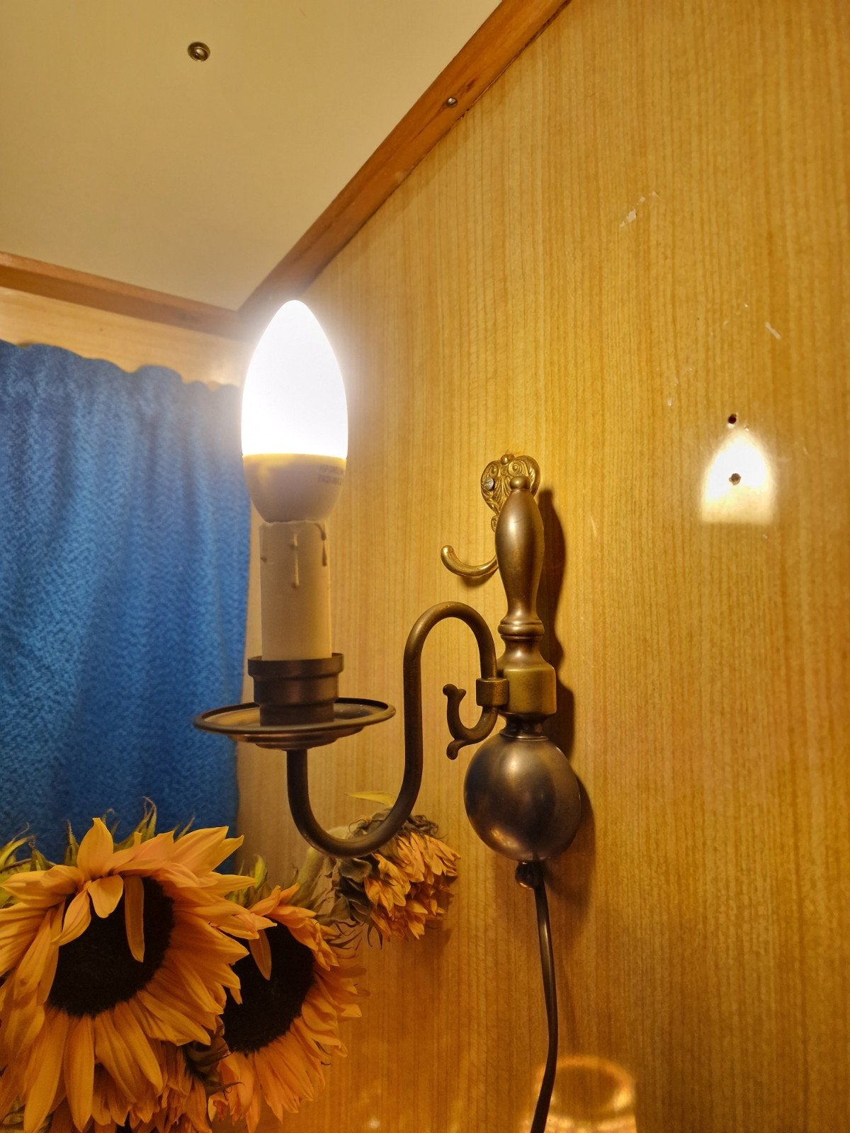 Antik antiek Lamp kaarsen lampe vintage, Gebruikt, Ophalen of Verzenden, Nachtlamp, Goud
