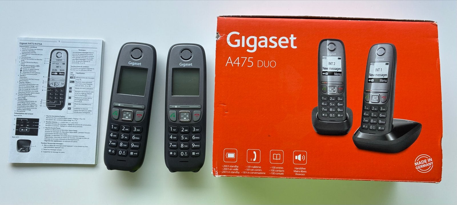 Gigaset A475 DUO draadloze DECT telefoonset, Ophalen of Verzenden, Zo goed als nieuw, 2 handsets