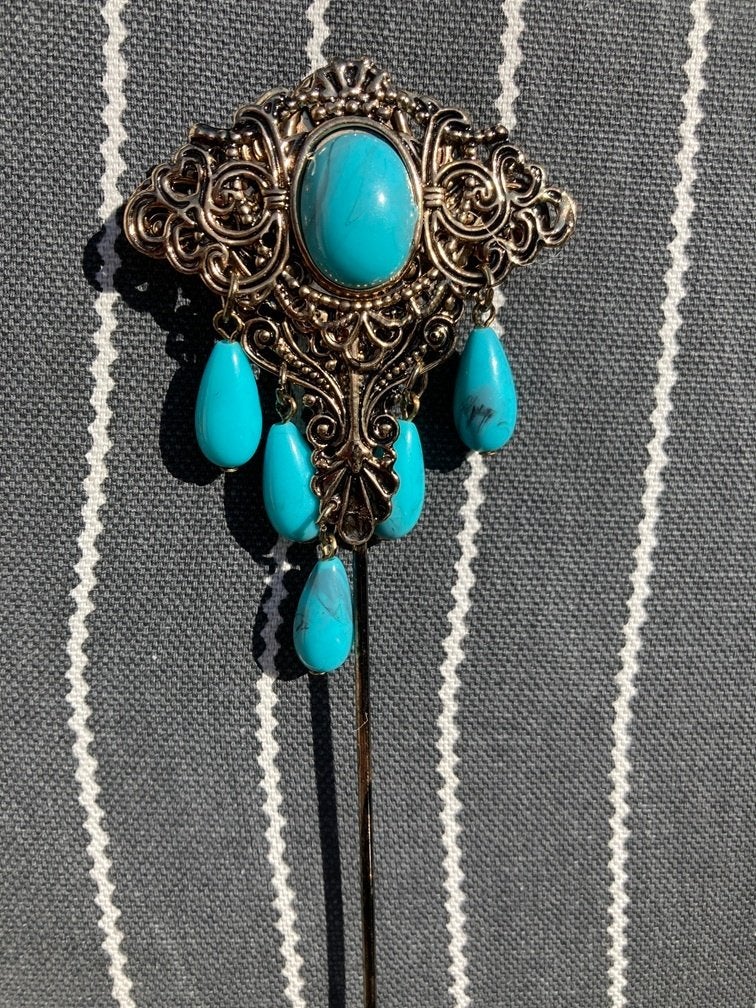 Steker Bohemian Sierlijk Turquoise Sieraad 26 cm, -, -, Nieuw, Ophalen of Verzenden