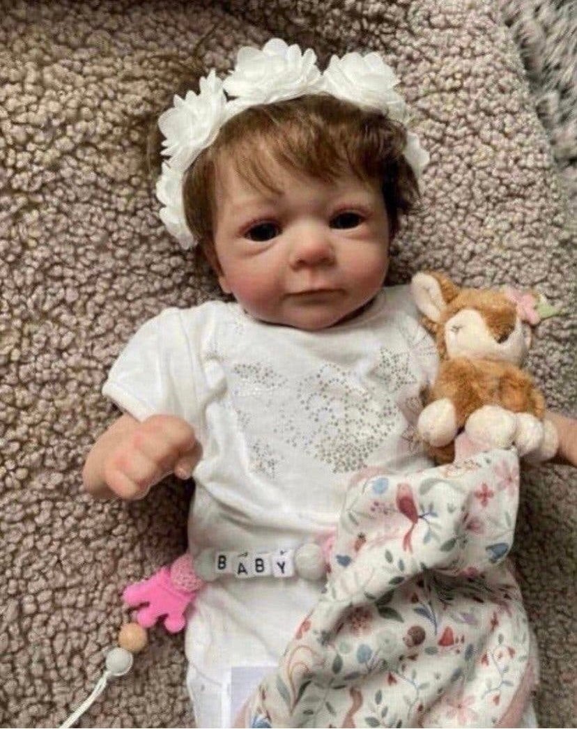 Leuk Reborn baby meisje, Verzenden, Zo goed als nieuw, Babypop, Levensecht of Reborn