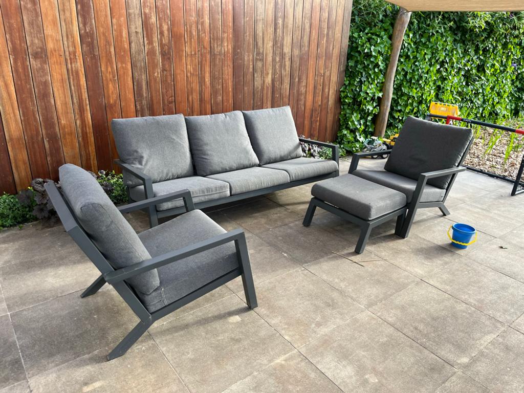 Mooie lounge tuinset, antraciet, Ophalen, 5 zitplaatsen, Gebruikt, Aluminium