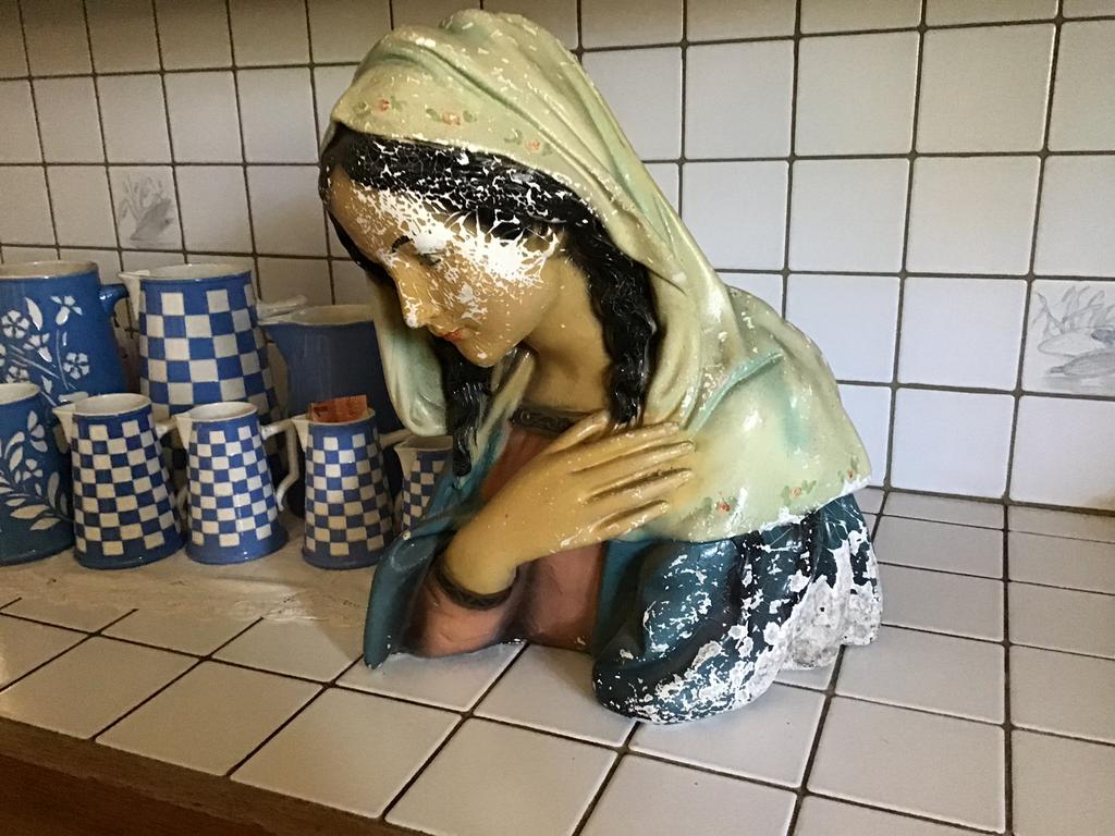 Oud gipsen Mariabeeld Mariabust, Verzamelen, Beelden en Beeldjes, Ophalen of Verzenden, Gebruikt
