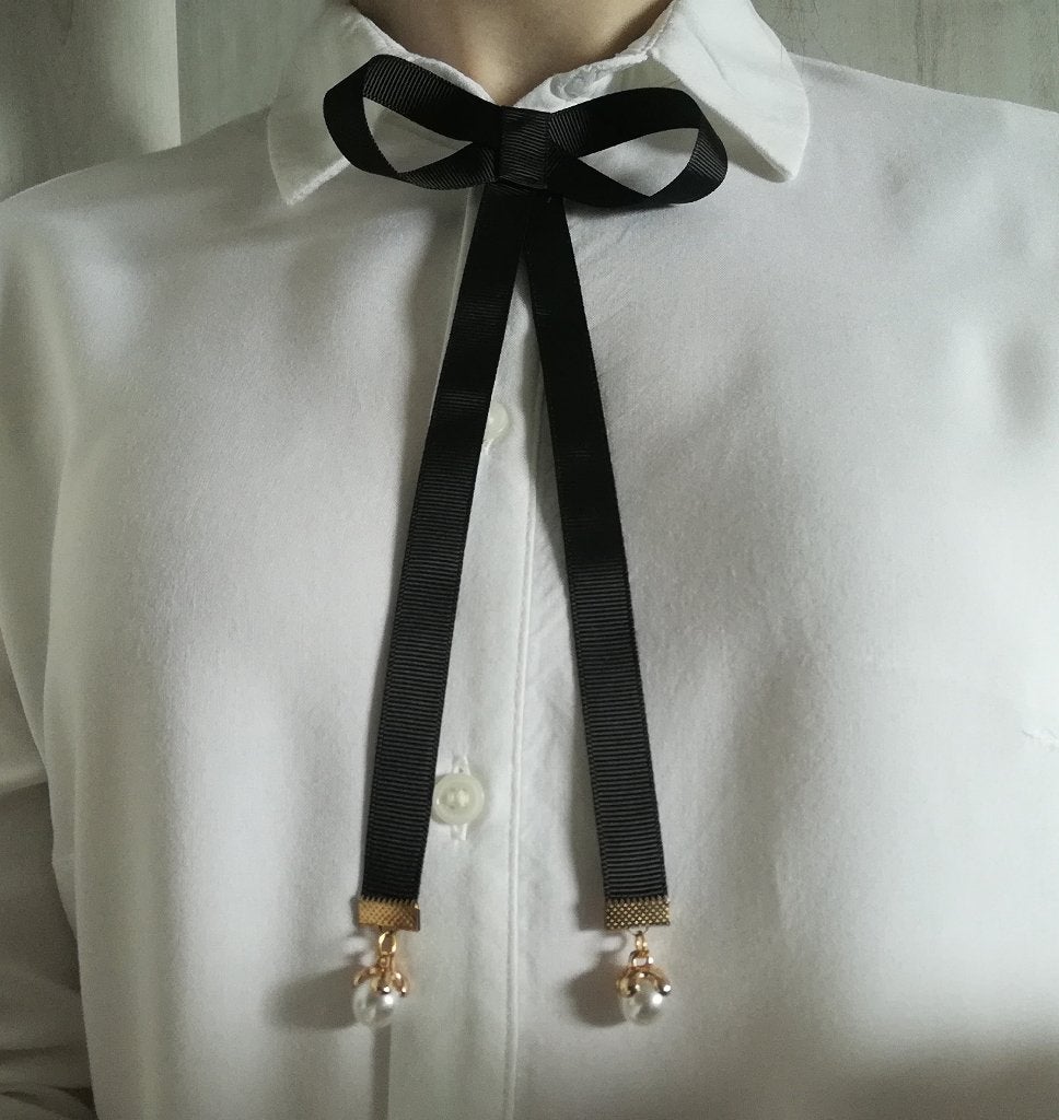 Zwarte Strik met Parels, Sieraden, Tassen en Uiterlijk, Overige Accessoires, Ophalen of Verzenden, Nieuw