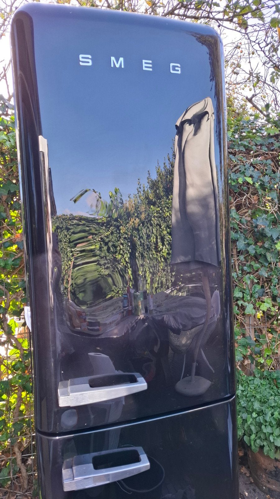 SMEG retro koel-/vriescombinatie zwart, Ophalen, Gebruikt, 200 liter of meer, 60 cm of meer