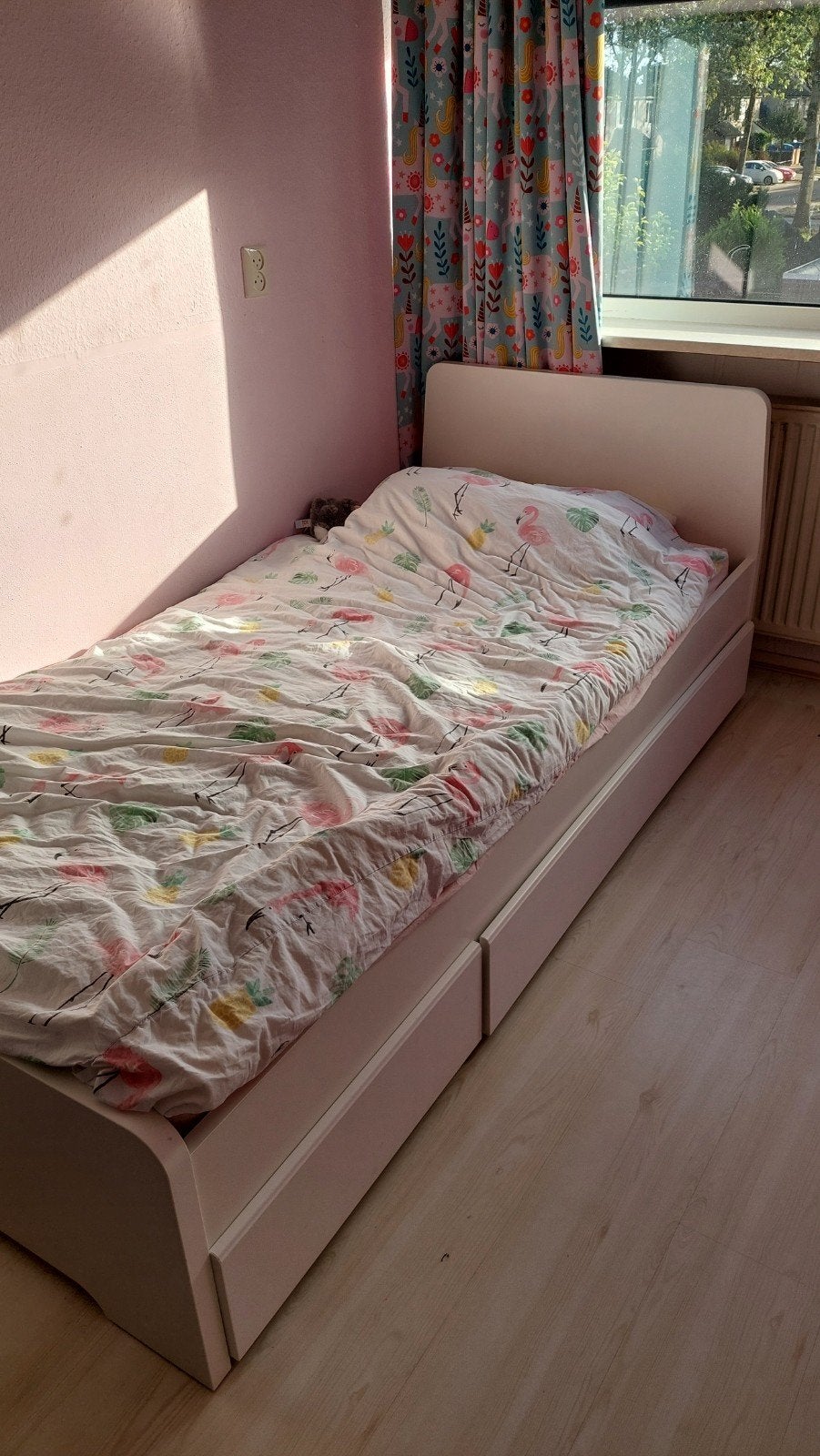 Eenpersoonsbed met bedlades - IKEA MALM, Ophalen, Gebruikt, 90 cm, Wit