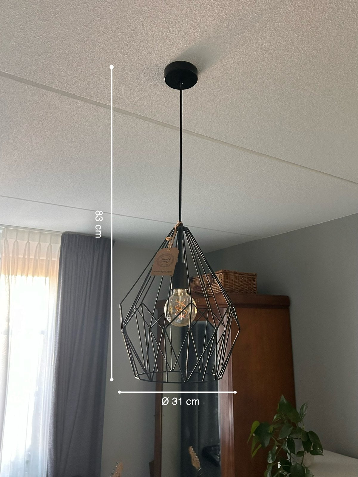 Moderne zwarte hanglamp van Carlton, Huis en Inrichting, Ophalen of Verzenden, Nieuw, Metaal, Modern