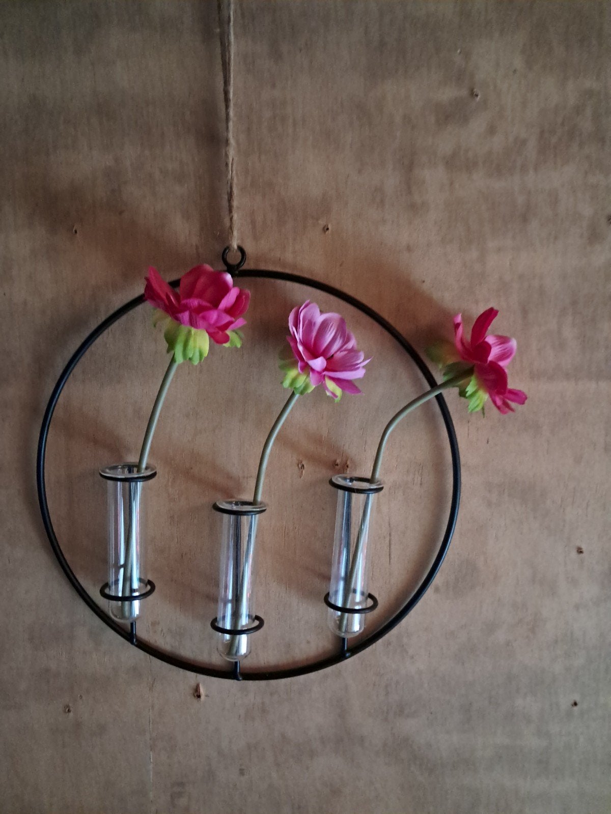 Decoratie: metalen ring met glazen buisjes, Ophalen of Verzenden, Staal