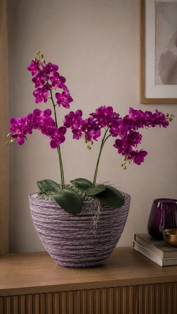 Kunst Orchidee – Cyclaamkleur, Ophalen, 70 cm, Kunstbloem, Textiel