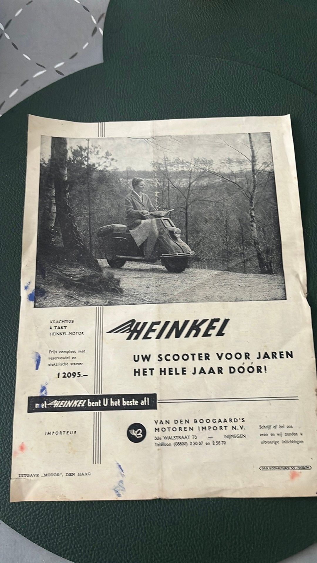 Heinkel scooter reclame blad., Motoren, Ophalen of Verzenden, Overige merken