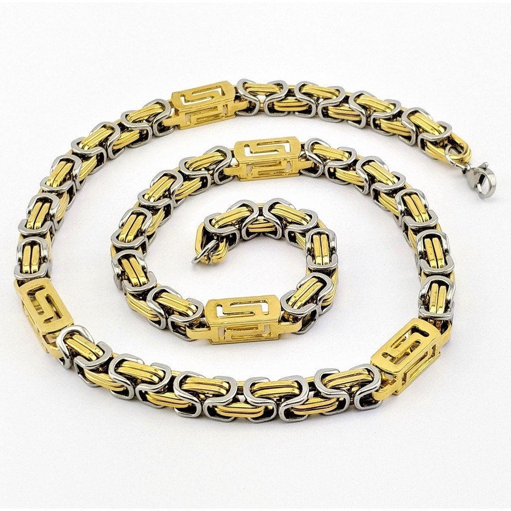 60cm x 8,5mm Goudkleur-Zilverkleur Stalen Vierkant Ketting, Sieraden, Tassen en Uiterlijk, Overige materialen, Birgitta-Gracht 33, 6465 EL Kerkrade, Nederland