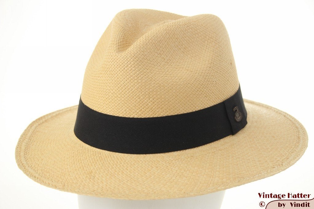 Echte panamahoed Ecua-Andino geel beige palmriet 55-56 Nieuw