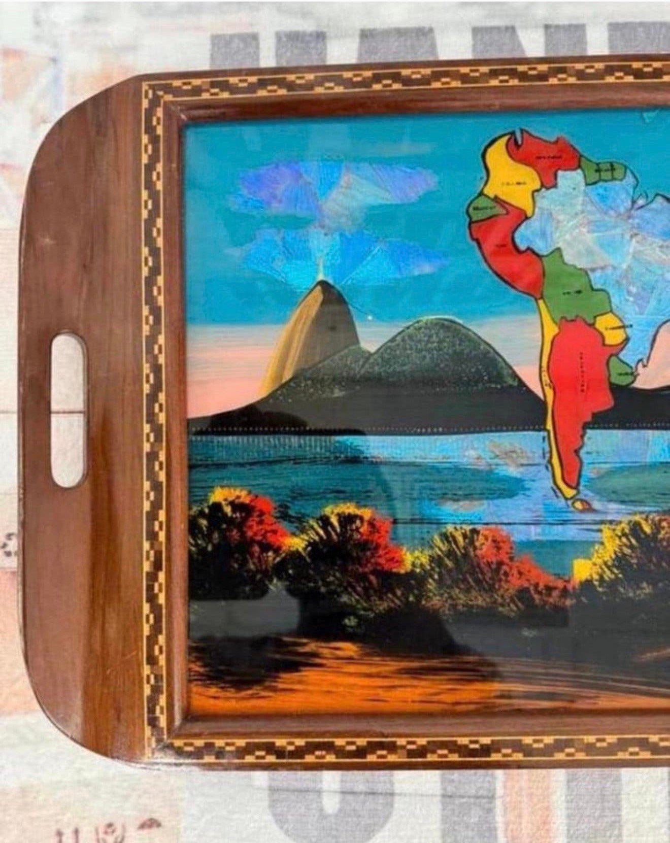 Antiek Braziliaanse Houten Dienblad Zuid-Amerika 1920-1930, Antiek en Kunst, Ophalen of Verzenden