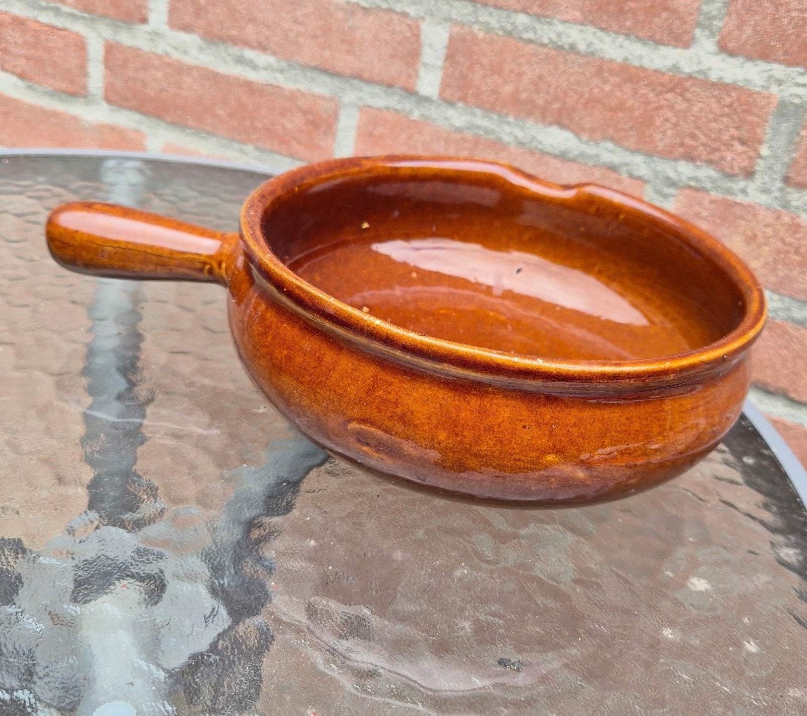 Vintage Aardewerken Sauspan met Handvat, Ophalen