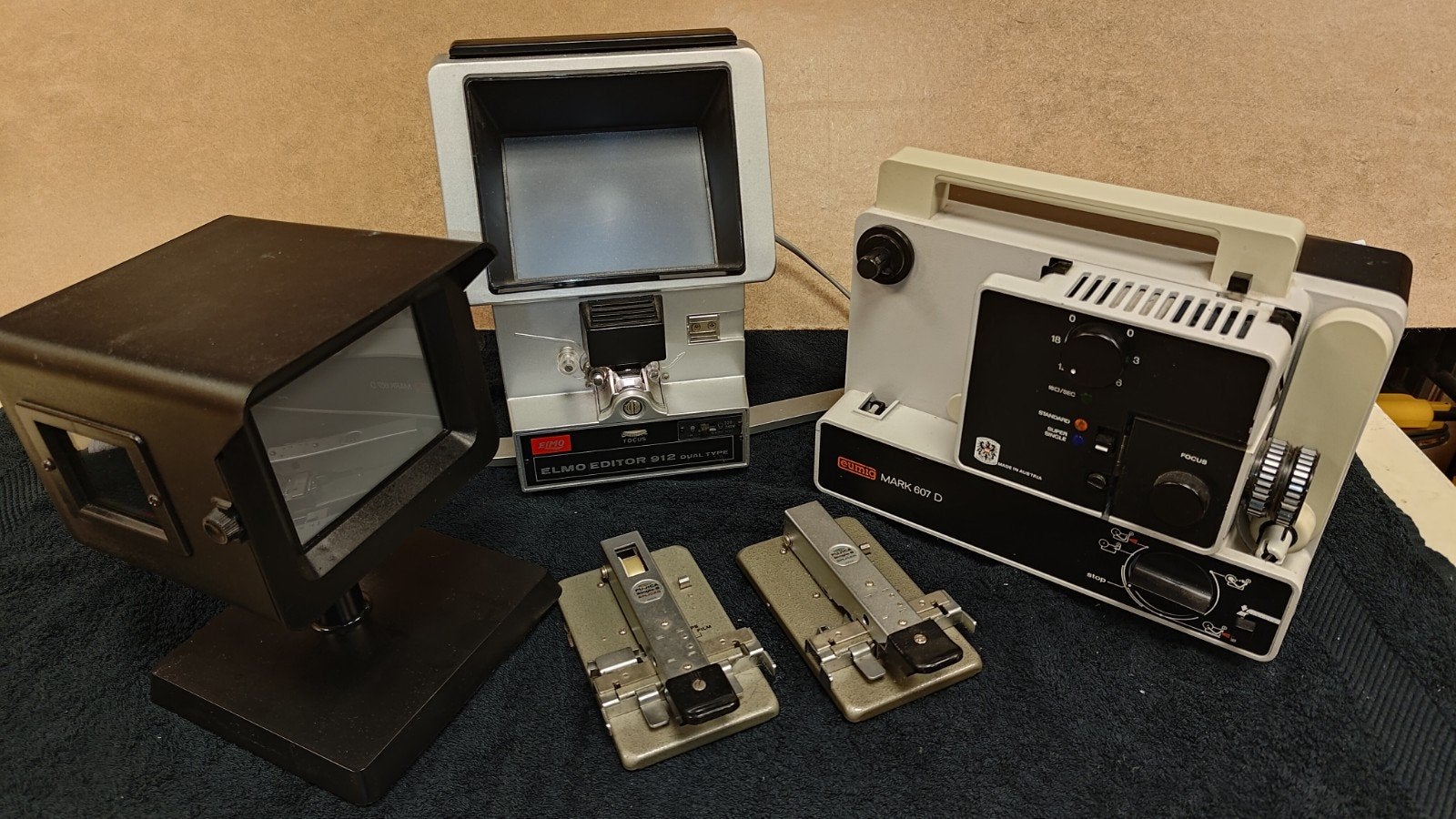 Vintage Super 8 Eumig 607 -Elmo 912 filmprojector editor set, Verzamelen, Ophalen, 1960 tot 1980, Projector