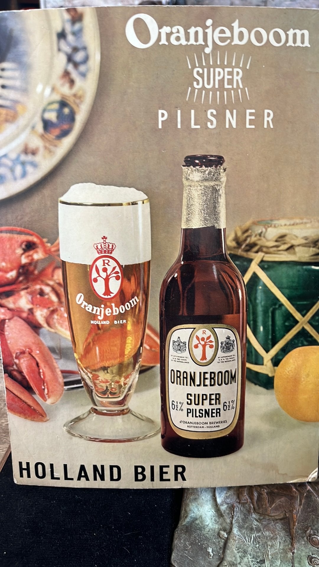 Kartonnen toonbank display “Super pilsener Oranjeboom”, Ophalen of Verzenden, Gebruikt, Reclamebord