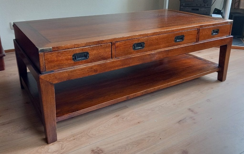 mooie salontafel met lades vandaag (22-9) 50,-, Ophalen, Gebruikt, 100 tot 150 cm, Rustiek