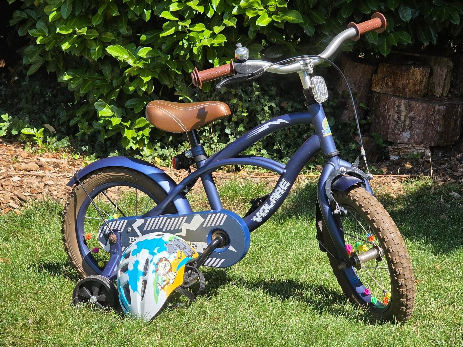Volare Blue Cruiser kinderfiets 14 inch met zijwieltjes, Ophalen, Zo goed als nieuw, Minder dan 16 inch, Zijwieltjes