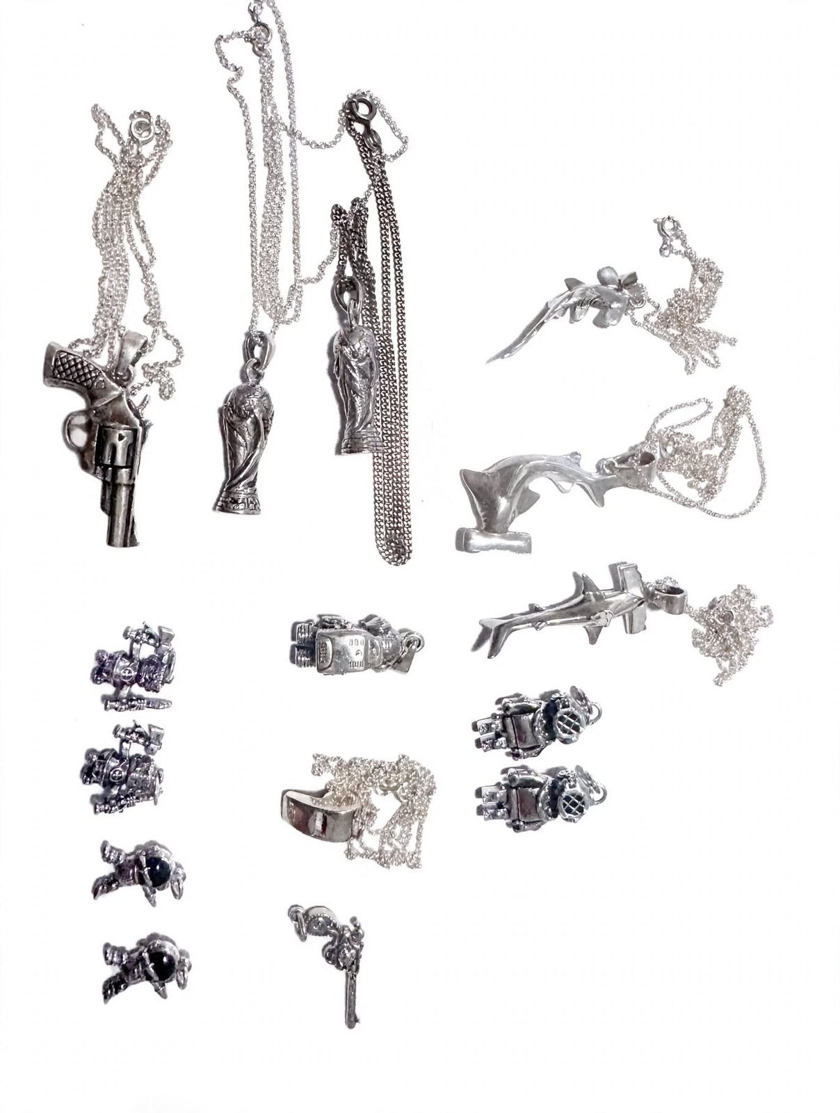 15 Sterling Zilveren Hangers/Bedels met Kettinkjes (115.9g), Overige merken, Nieuw, Ophalen of Verzenden, 4 bedels of meer