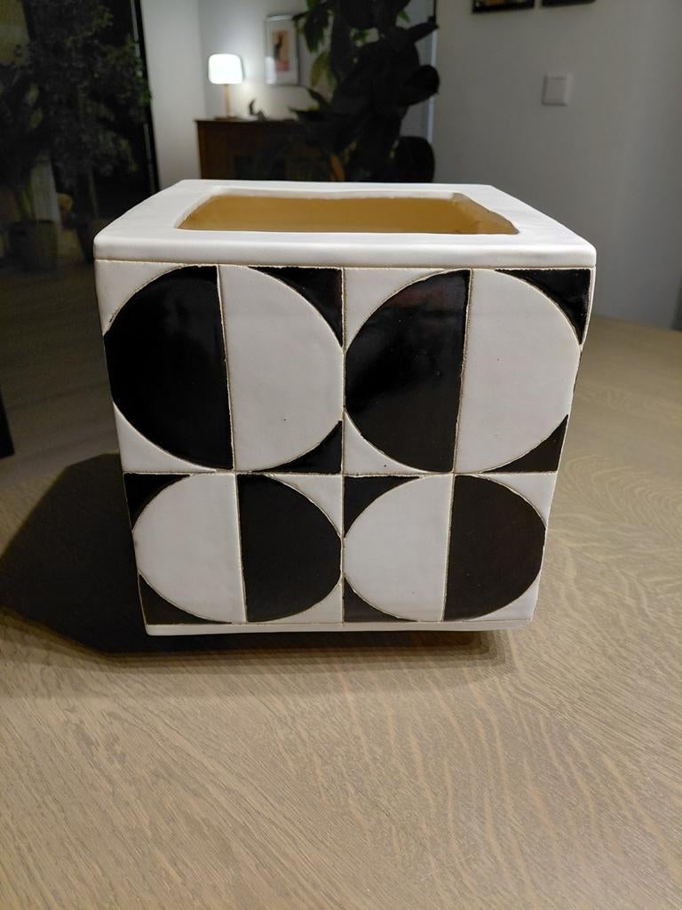BLOEMPOT VIERKANT : ART DECO - ART NOUVEAU - ANTIEK, Ophalen of Verzenden