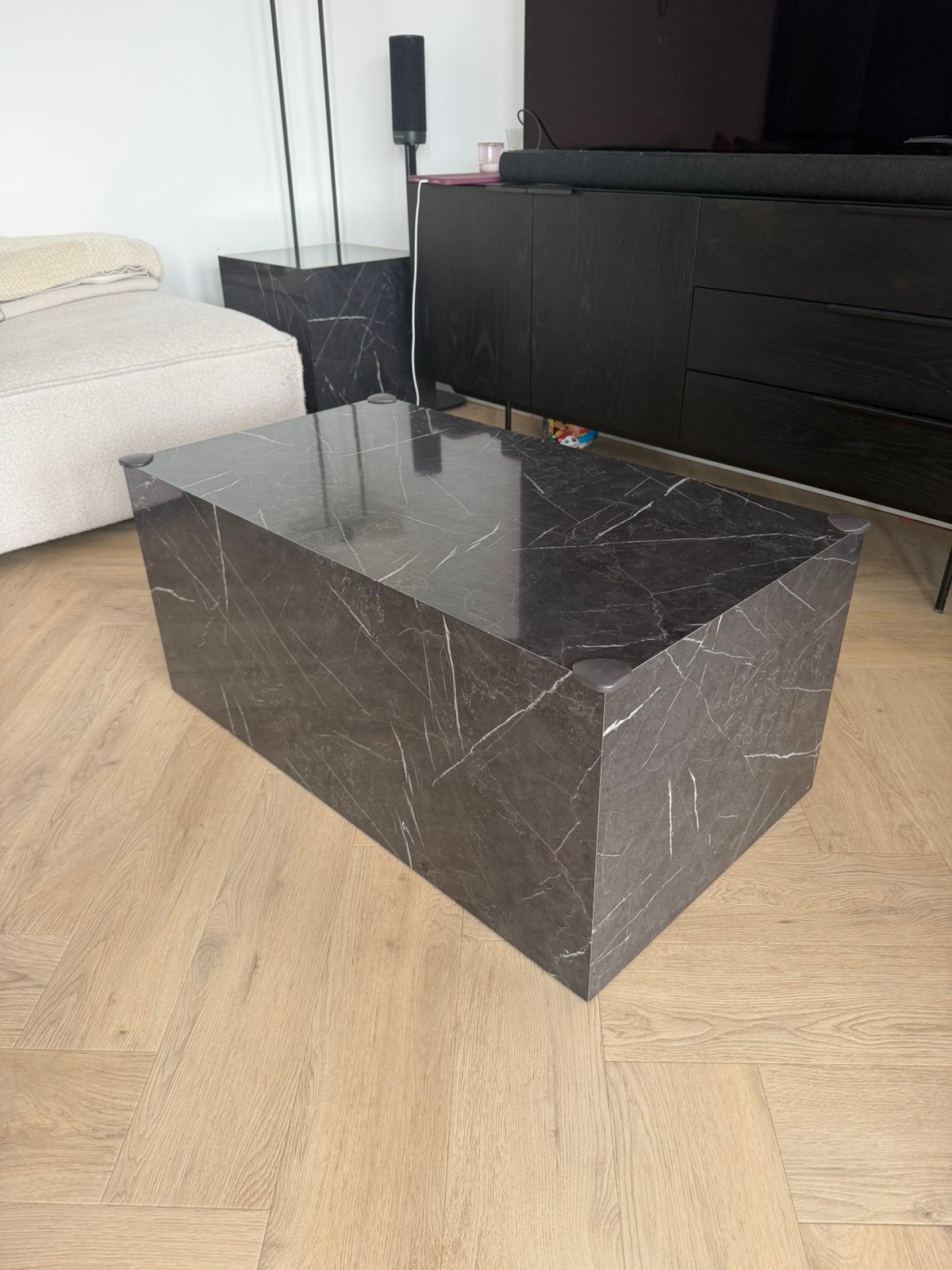 Westwing Lesley salontafel met marmerlook + bijzettafel, Ophalen, Overige materialen, 50 tot 100 cm, Zo goed als nieuw