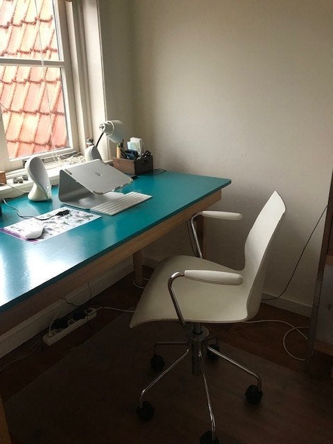 witte, retro bureaustoel, Ophalen, Gebruikt, Wit, Bureaustoel