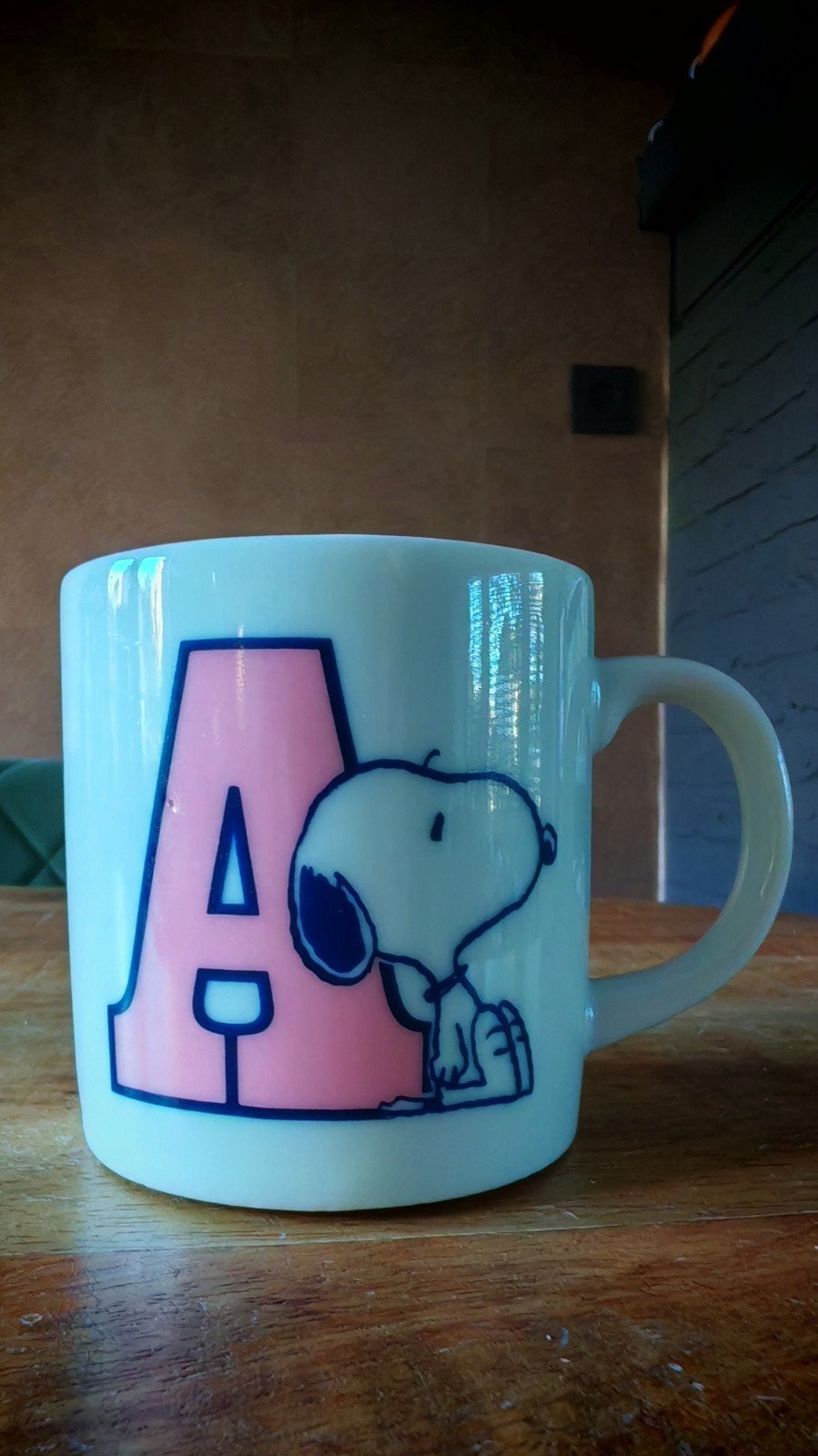 Vintage Peanuts Snoopy Initial mok, Ophalen of Verzenden, Zo goed als nieuw, Overige stijlen, Mok