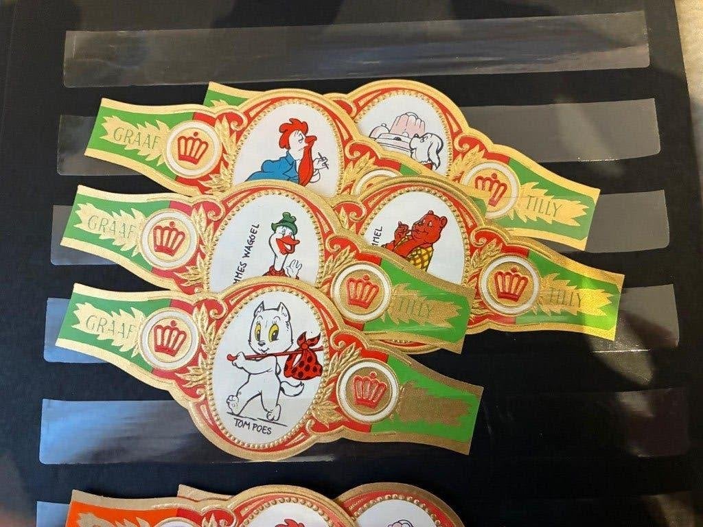 Sigarenbandjes Graaf Tilly Tom Poes en Ollie B Bommel groen, Ophalen of Verzenden, Nieuw, Sigarenbandjes