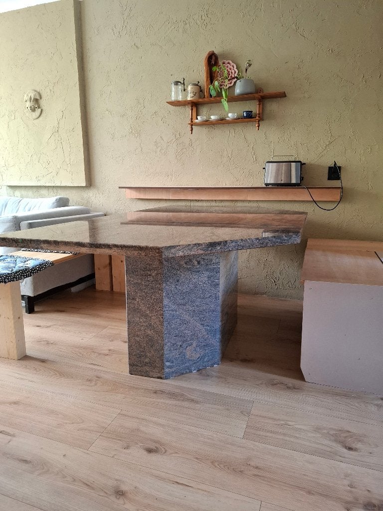 Massief granieten eettafel 180 x 116, Ophalen, Overige materialen, Gebruikt, 50 tot 100 cm