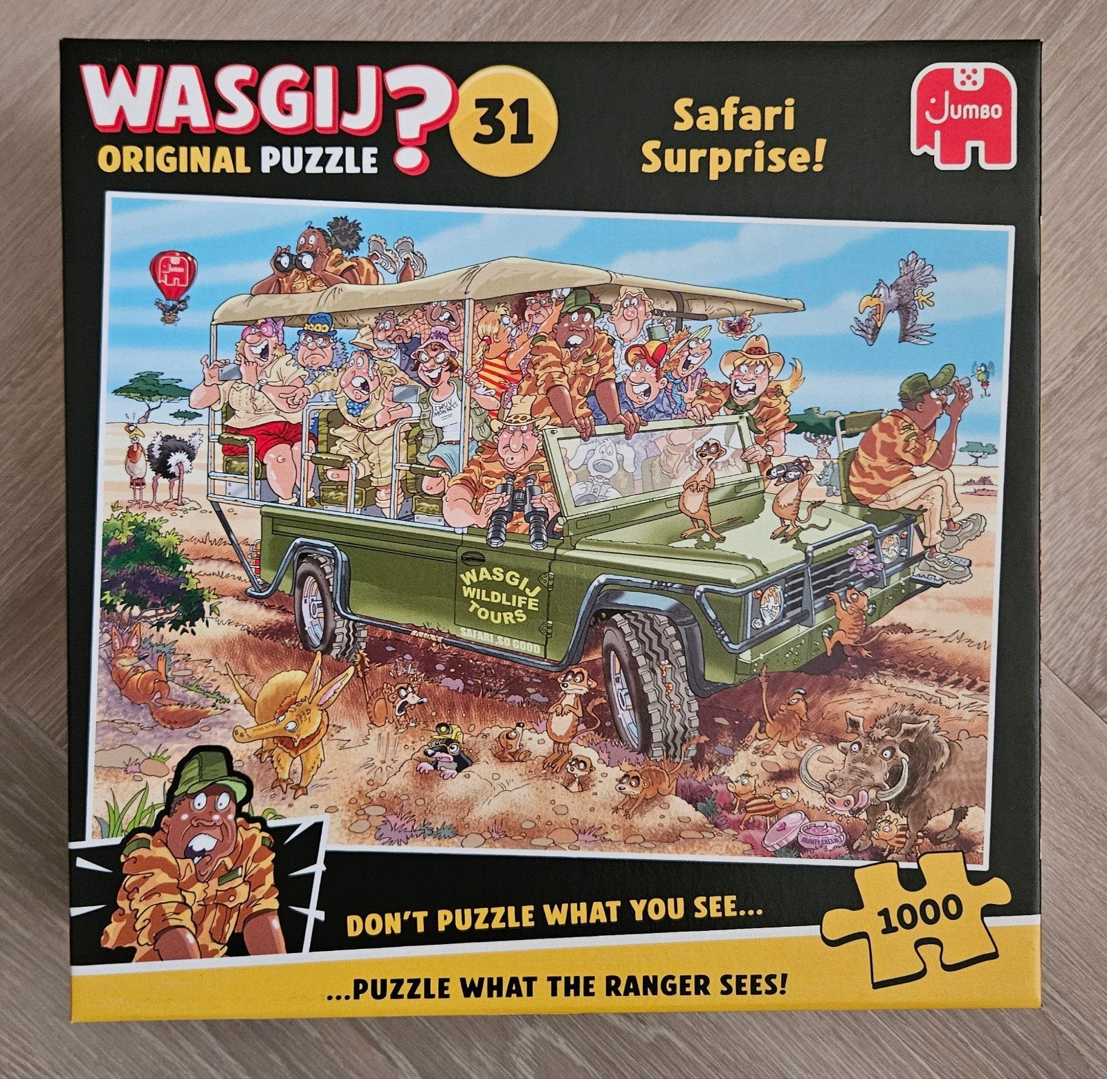 Wasgij Original 31 Safari Surprise! Legpuzzel 1000 stukjes, Ophalen of Verzenden, 500 t/m 1500 stukjes, Zo goed als nieuw, Legpuzzel