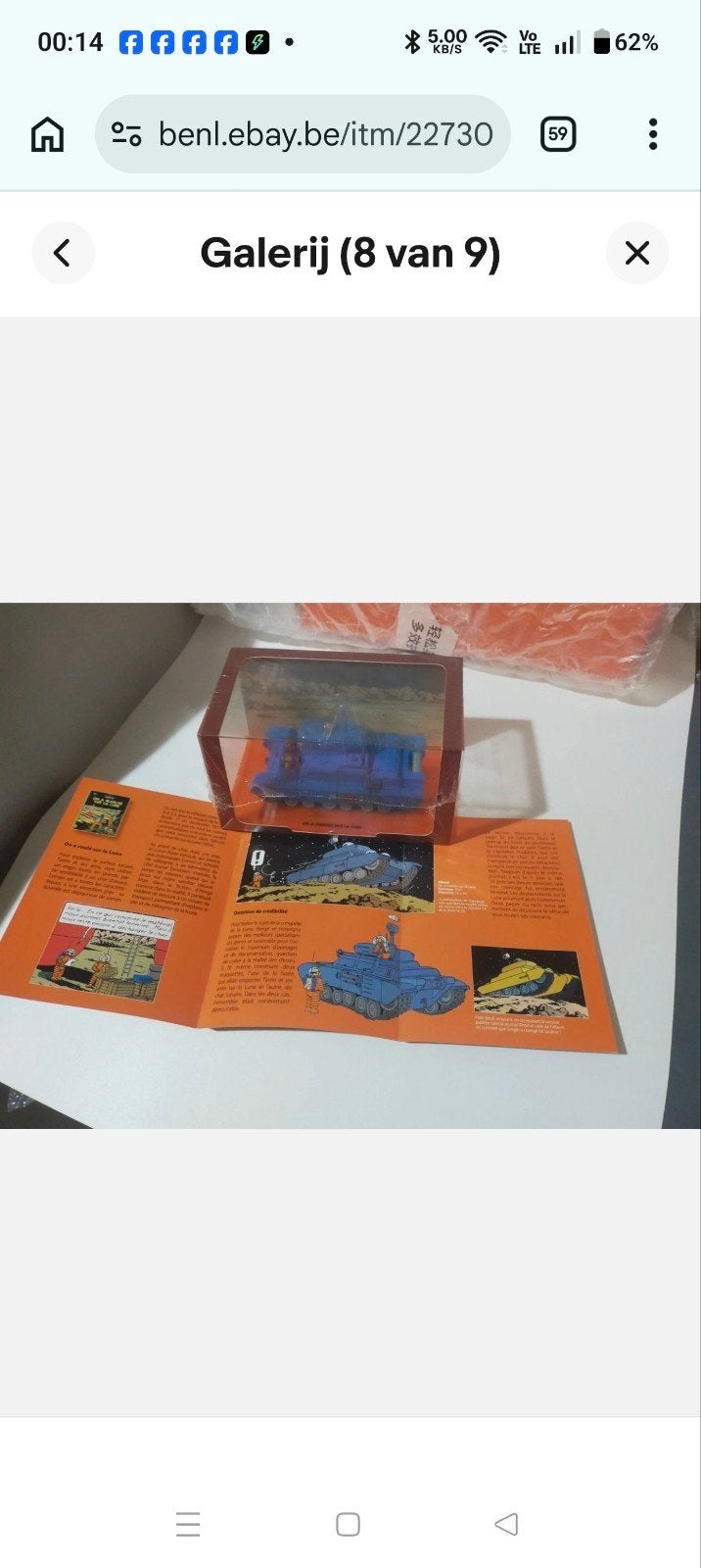 Kuifje Maanwagen Model met Boekje - Zo goed als nieuw, Ophalen of Verzenden, Zo goed als nieuw