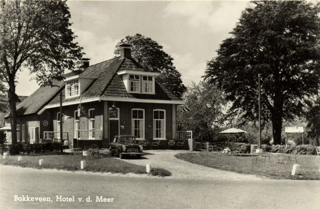 Bakkeveen, Hotel v. d. Meer - auto terras - 1959 gelopen, Verzenden, 1940 tot 1960, Gelopen, Noord-Brabant