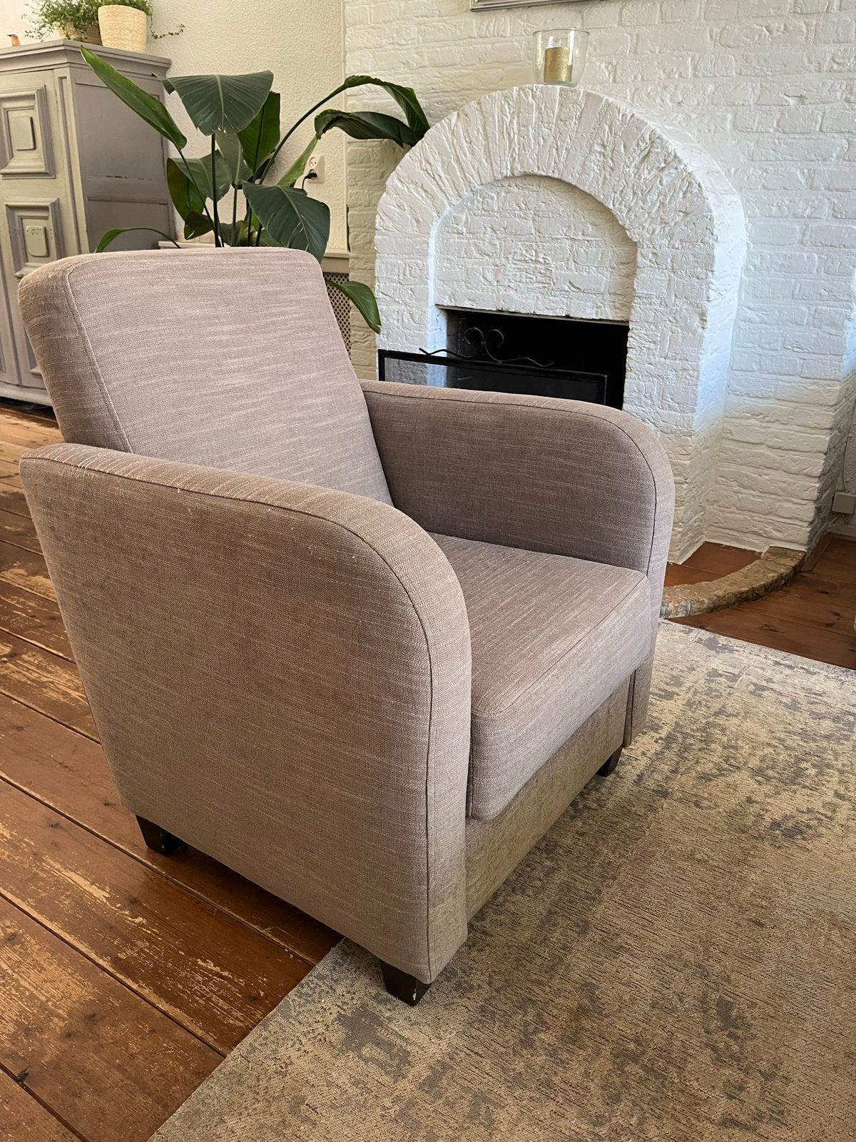 Compacte stoffen fauteuil - Comfortabel en stijlvol, Huis en Inrichting, Fauteuils, Ophalen, Gebruikt, 75 tot 100 cm, Stof