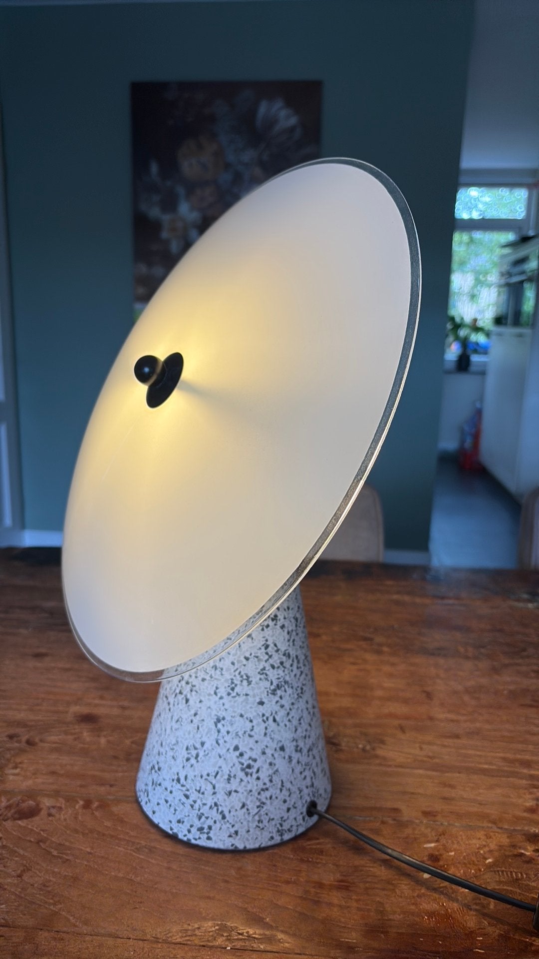 Vintage jaren 90 IKEA 'Eon' tafellamp met terrazzo voet, Gebruikt, Vintage, Meerkleurig, 45 cm