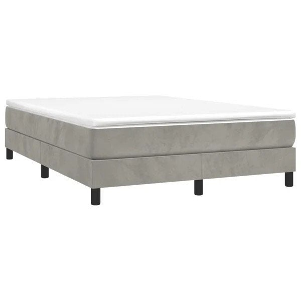Bedframe 140 x 200 licht grijs fluweel look, Huis en Inrichting, Slaapkamer | Bedden, Ophalen, Tweepersoons, 140 cm, Zo goed als nieuw