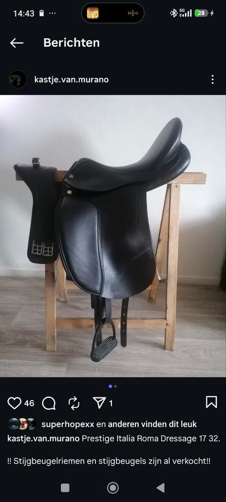 Dressuur zadel zwart, Ophalen