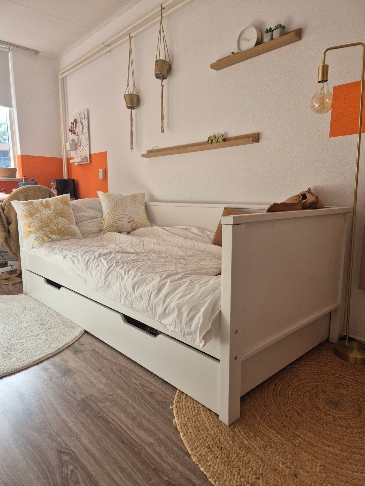 Woood houten bedbank 90x200 cm (excl. matras), Ophalen, Gebruikt, 90 cm, Eenpersoons