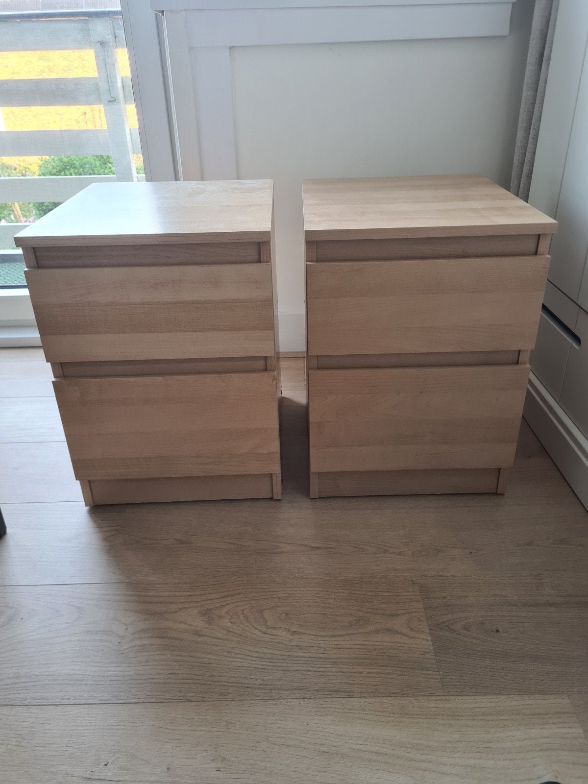 Twee IKEA Malm nachtkastjes - Goede staat, Ophalen, Minder dan 45 cm, Zo goed als nieuw, Minder dan 55 cm