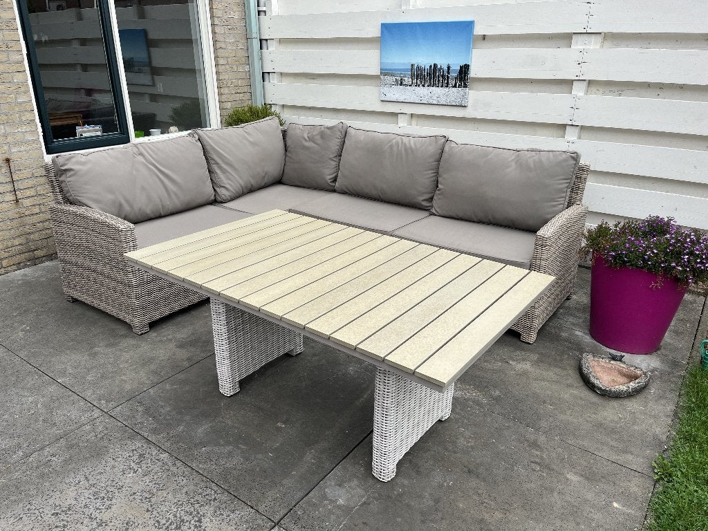 Loungeset, incl. kussens en tafel, 260x200 cm, Tuin en Terras, Tuinsets en Loungesets, Ophalen, 5 zitplaatsen, Gebruikt, Bank