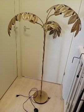 Goudkleurige palmboom lamp met 3 lichtpunten - By Boo, Huis en Inrichting, Lampen | Vloerlampen, Ophalen, Gebruikt, Tropisch, Modern