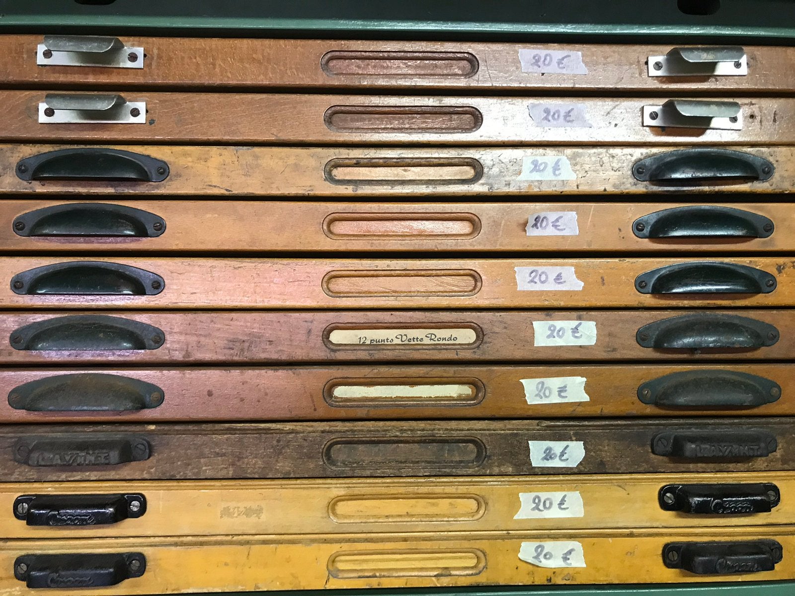 losse letterbakken / letterbakken / letterlades, Ophalen