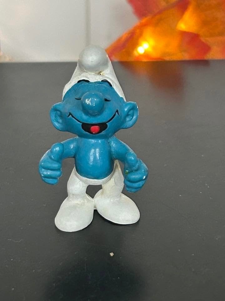 Vintage Smurfen Figuurtje - Lachsmurf Schleich 1978, Ophalen of Verzenden, Gebruikt, Overige Smurfen, Poppetje, Figuurtje of Knuffel