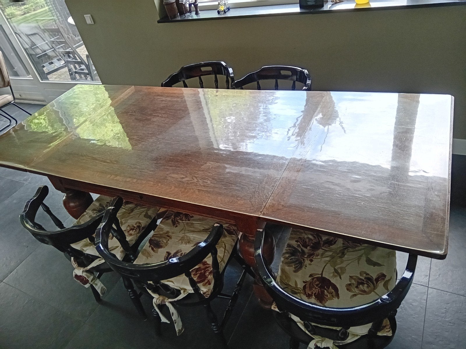 Eettafel met 7 stoelen, Ophalen, Rechthoekig, 200 cm of meer, 50 tot 100 cm