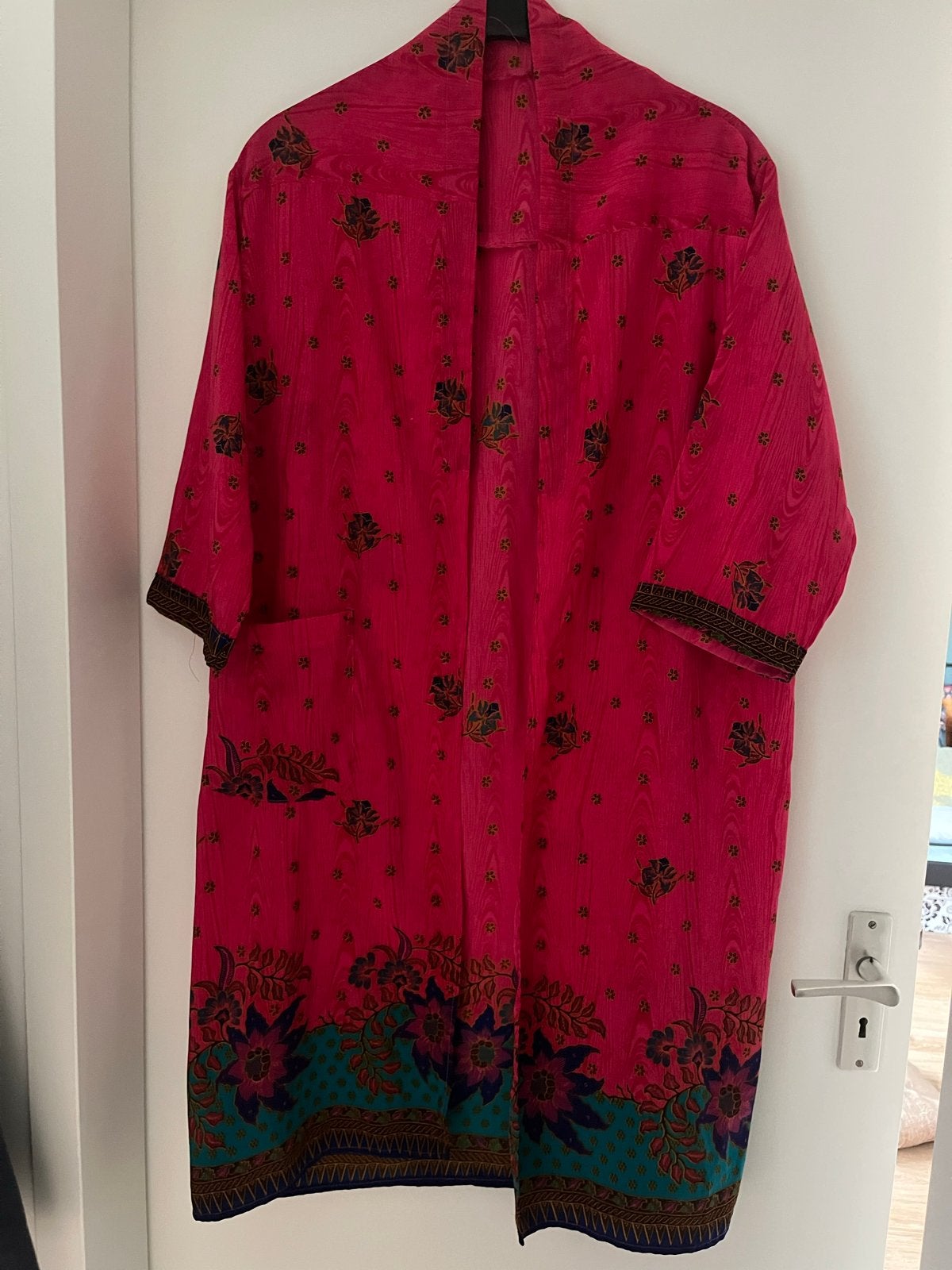 Bohemian Kimono - One Size - Roze met Bloemenprint, Ophalen of Verzenden, Zo goed als nieuw