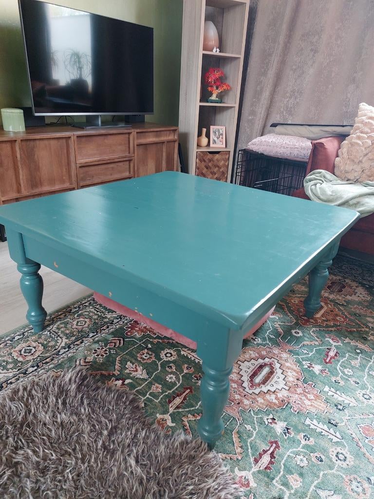 Oerdegelijke massief houten salontafel 90x90x40, Huis en Inrichting, Tafels | Salontafels, Ophalen, Gebruikt, 50 tot 100 cm, Vierkant