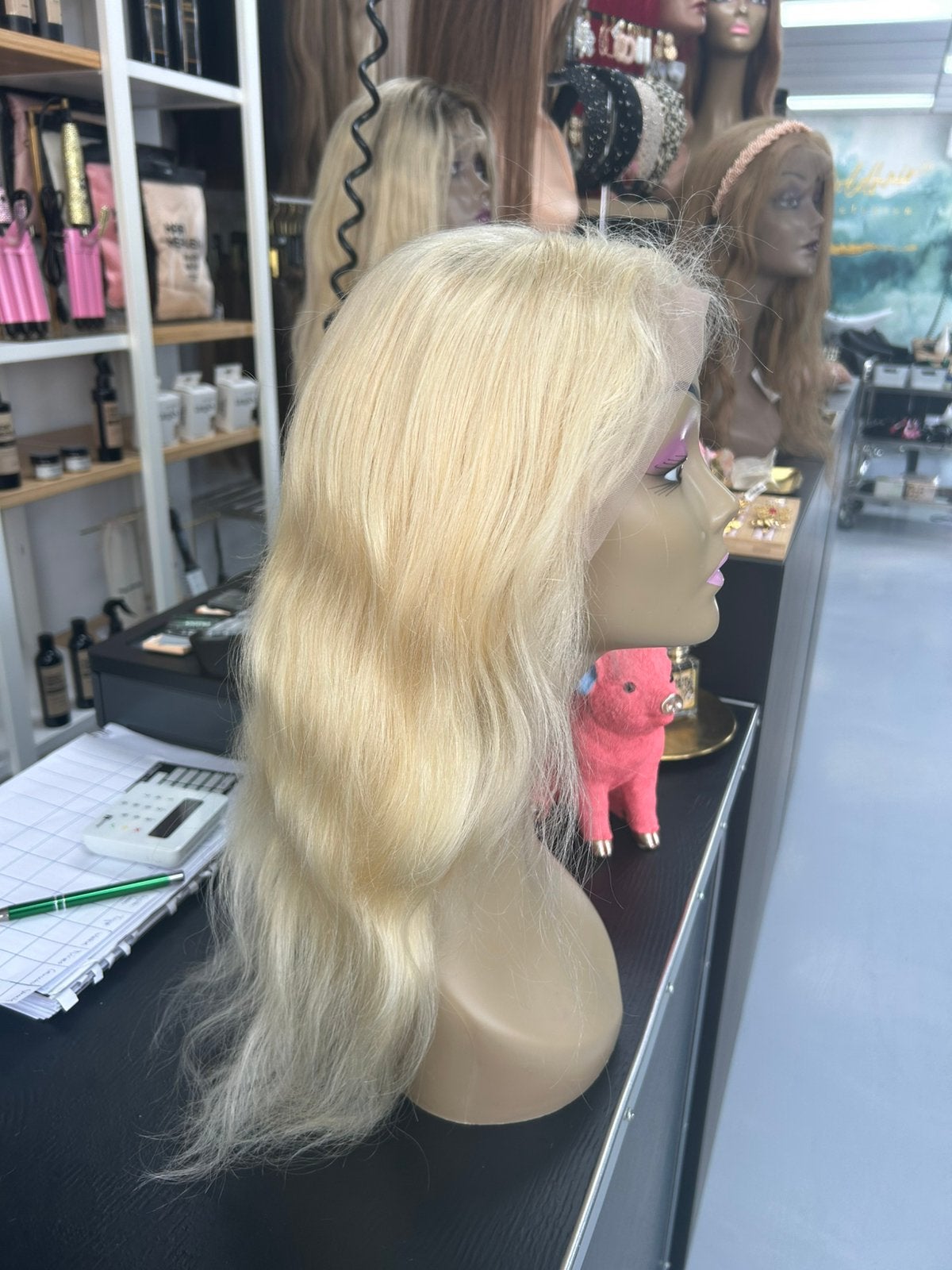 Echthaar Pruik blond halflang lace wig human hair €69 SALE, Ophalen of Verzenden, Nieuw, Pruik of Haarverlenging