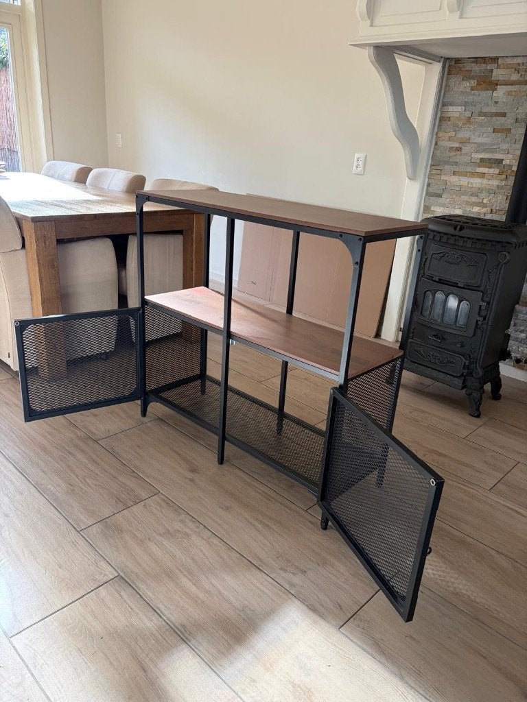 IKEA FJÄLLBO kast 100x36x95 cm – industrieel zwart/hout, Ophalen, Grenenhout, 50 tot 100 cm, Zo goed als nieuw