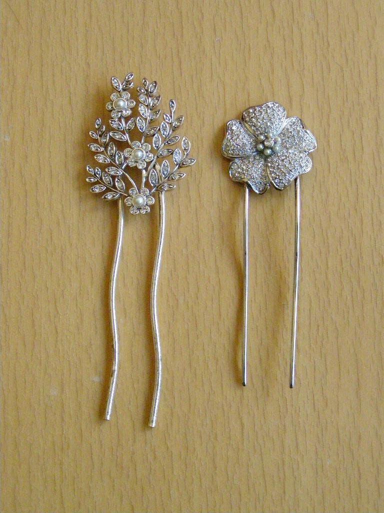 VINTAGE MODE SIERAAD SPELD HAARSPELDEN MONET PARELS STRASS, Ophalen of Verzenden, Overige materialen, Broche