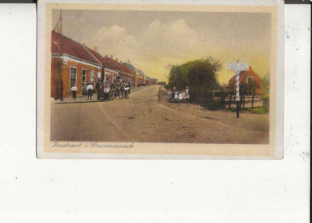 s Gravenzande Zeestraat met ANWB-paal 14-8 1923, Verzamelen, Ansichtkaarten | Nederland, Ophalen of Verzenden, 1920 tot 1940, Gelopen