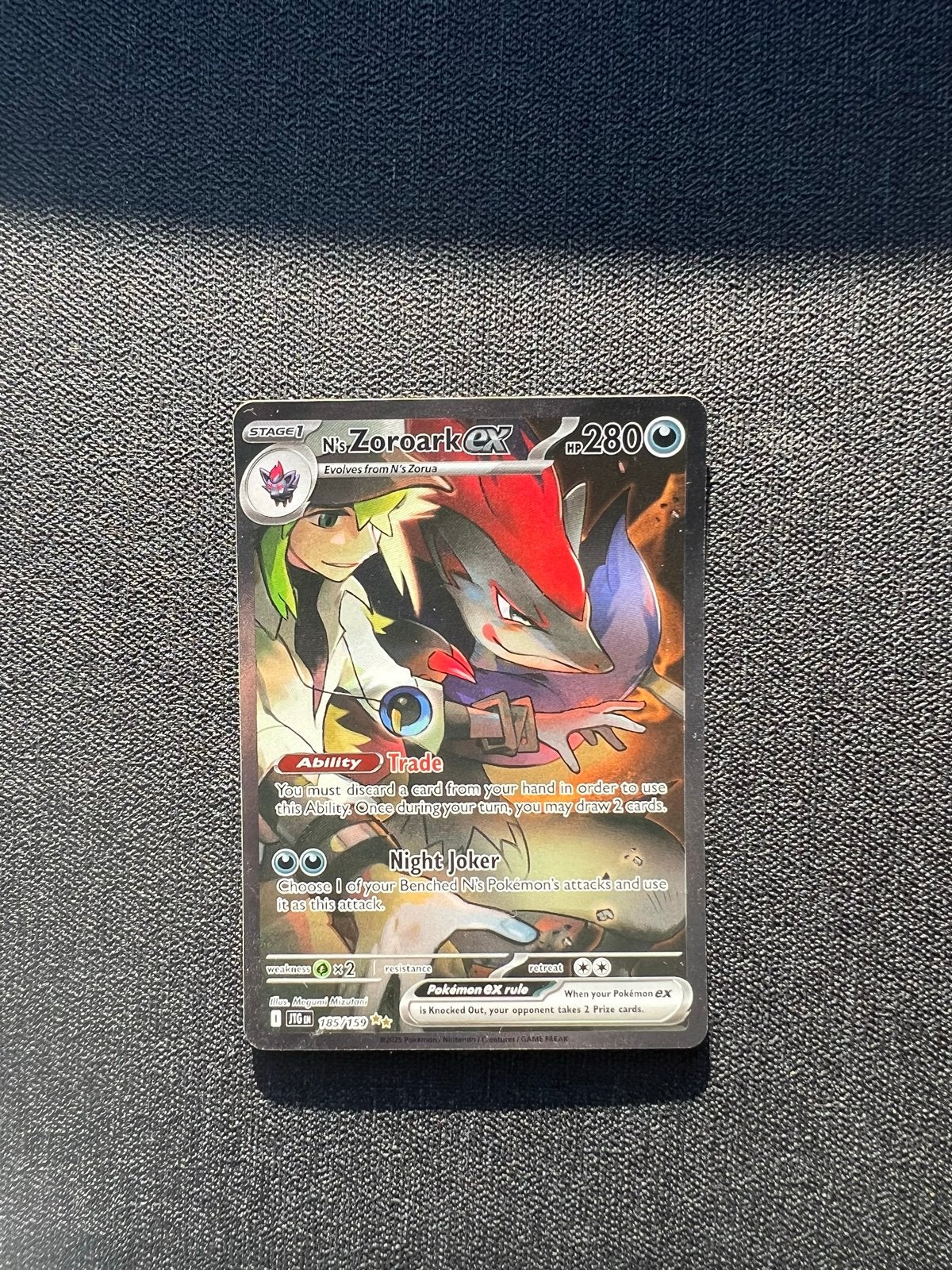 N's Zoroark ex 185/159 - Journey Together Pokémon Kaart, Ophalen of Verzenden, Zo goed als nieuw, Losse kaart, Foil