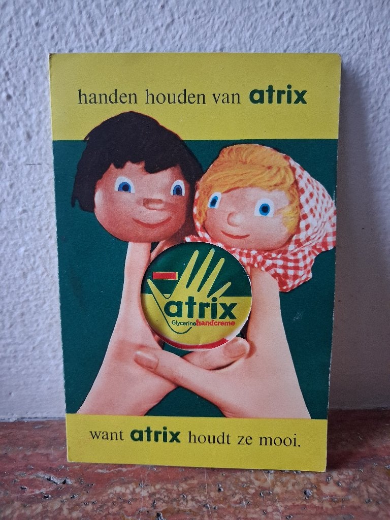 Vintage Atrix Handcrème Reclameboekje met mini Proefzakje, Ophalen, Nieuw, Verpakking
